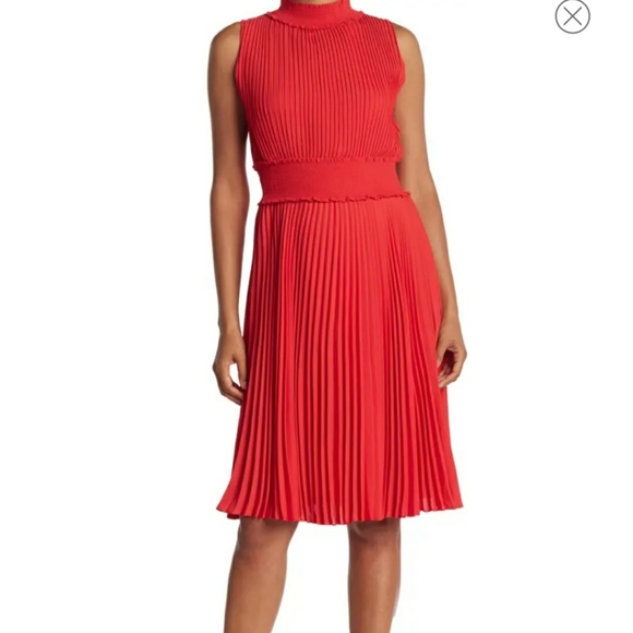 nanette NANETTE LEPORE Pleated Sleeveless Dress in Crimson Ruby - Picture 2 of 16